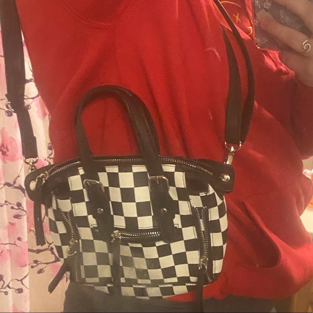 small checkered purse